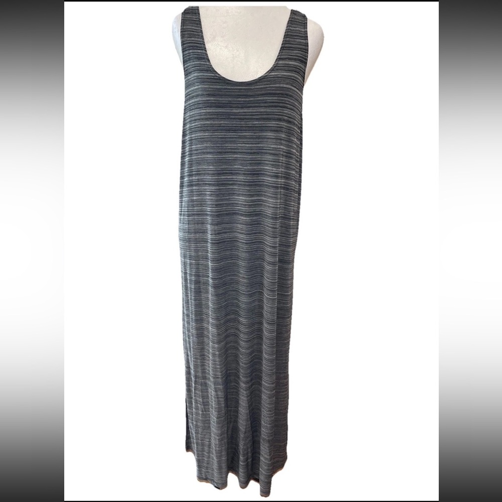 Porto Cruz ladies large gray striped sleeveless tank maxi dress beachy stretch